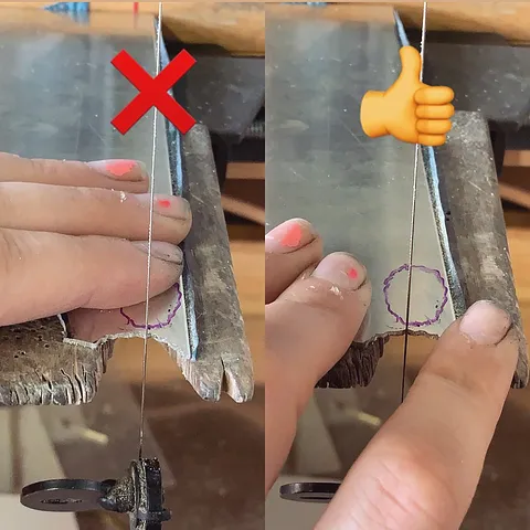 Here is a tip to prevent cutting yourself while sawing. On the left you can see I’m holding my piece and allowing my...
