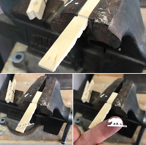 Here is a great #diy mini bench pin from @ninotchkagoods - “When you need to cut out small pieces, I use 1/2 of a clothes...