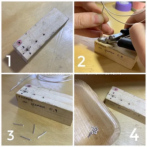 Here is a #diy jig for cutting wires of the same length (and with them you can make balls the exact same size or other...