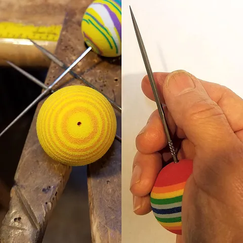 Here is a #diy needle file handle from @spindlekate - “I swiped a few of my kitty’s foam ball cat toys as really...