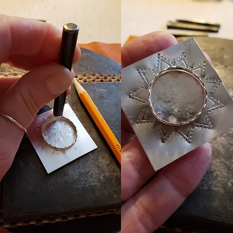 Here is a great tip for stamping from @dangbravegirl - “When I'm stamping a design around my soldered bezel I always make...