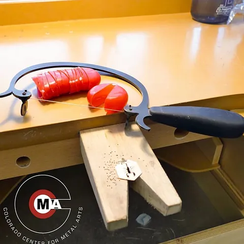 Here is a fun way to lubricate your sawframe from @coloradocenterformetalarts - “If you eat Baby Bell cheeses, save the...