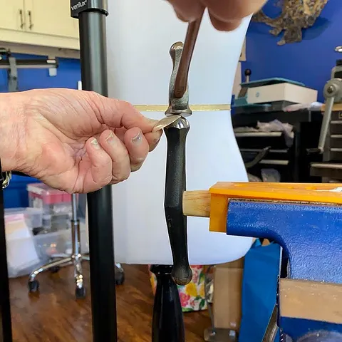 Here is a forming tip from @cherihtatum - “You can use a hammer turned lengthwise and clamped in a vise as a stake for...