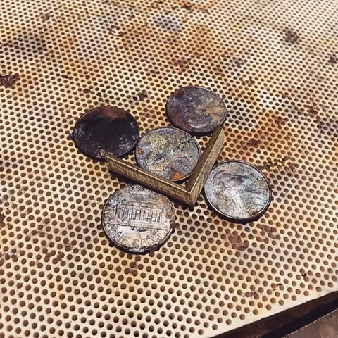 Here is a soldering tip from @kkbmetalstudio - “Use copper pennies (prior to 1982) when you need to hold things in place...