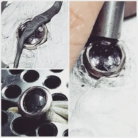 Amazing tip to keep your stone from shifting when you start to set it from @aimeesutanto - "Handy tip when bezel setting:...