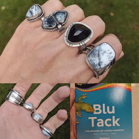 Here is an AMAZING photo tip from @nrjewellerydesign - “Tip for keeping larger rings on fingers when taking photos, I use...