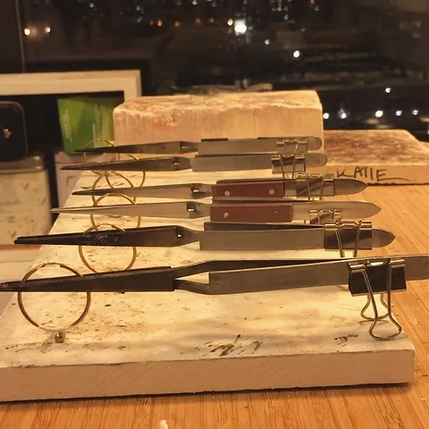 Here is a soldering tip from @marionwild - “I use binder clips on the ends of cross locking tweezers for help with...