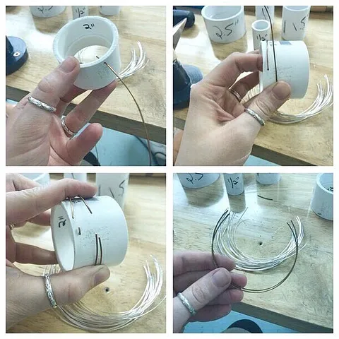 Here is a fantastic tip for forming larger curves (like bangles) from @metamorphpgh - “This is a cheap way to make...