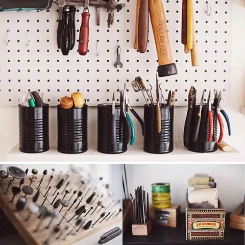 Here are some wonderful organization ideas from the beautiful studio of @kajsjewelry - “I love giving old pieces a new...