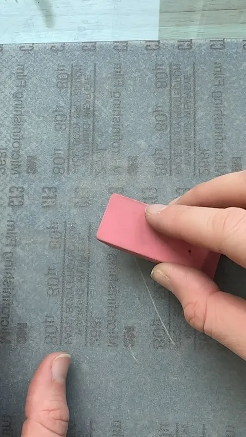 Sanding tip when something is small, or hard to hold onto. Use an eraser! Hope this is helpful! Thank you to @janet.wise ...
