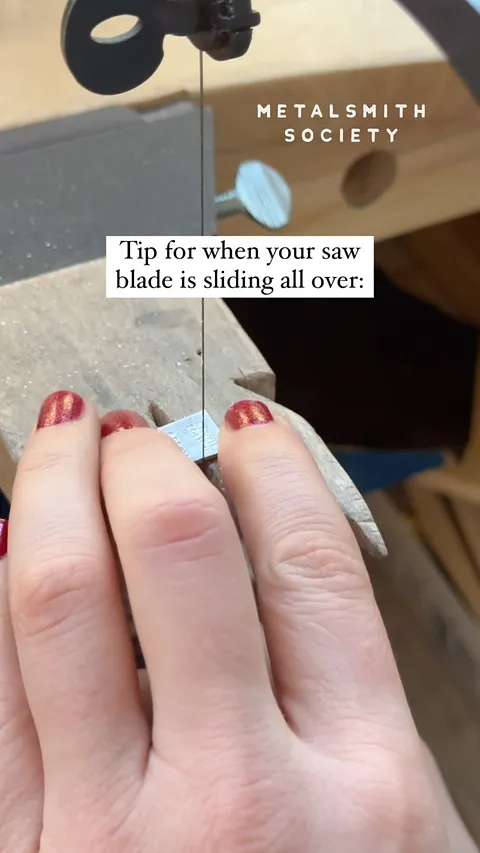 Beginner sawing tip: if you are having a hard time catching the metal on the first few saw strokes use your fingernail as...