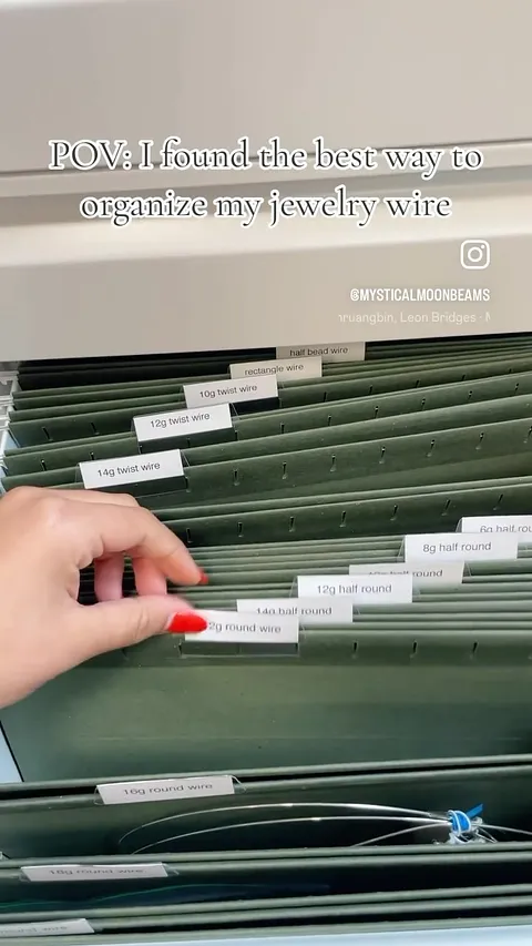This is jewelry studio organizational #GOALS from @mysticalmoonbeams 
“I use a file cabinet to organize jewelry wire and...