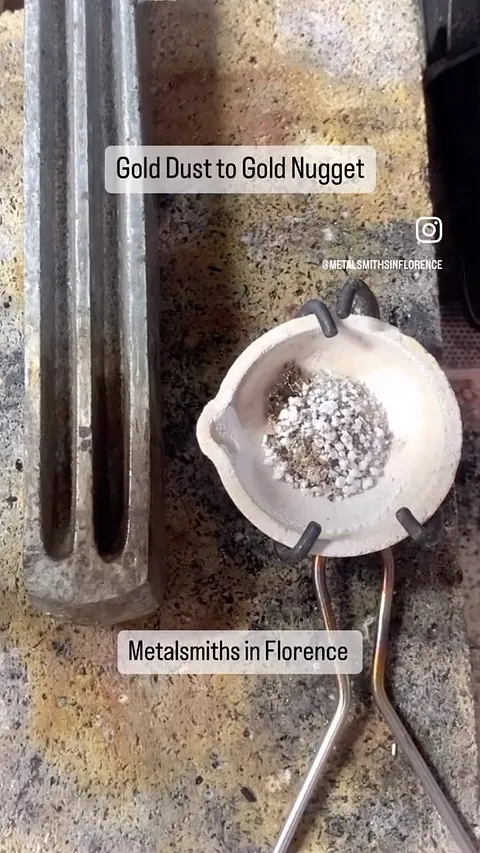Here is a helpful process video of melting your gold dust (collected under your bench pin in tissue paper!) into a nugget...