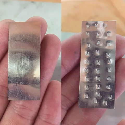 Here is a tip for your sheet solder - I took my letter “M” stamp and hammered it all over my medium sheet solder. That way...