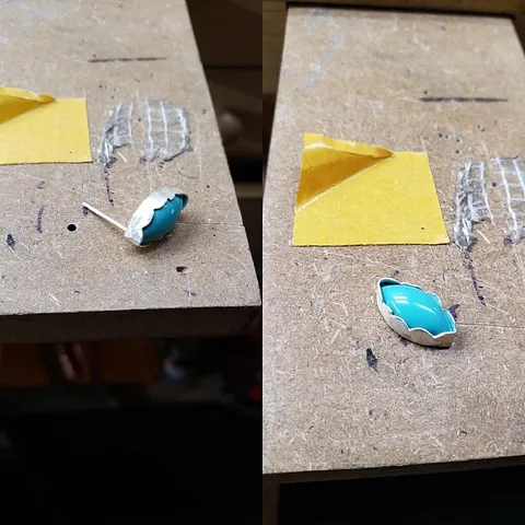 Here is a earring setting tip from @twntygrit - “I drill a hole in my armrest for the earring post. It stabilizes the...