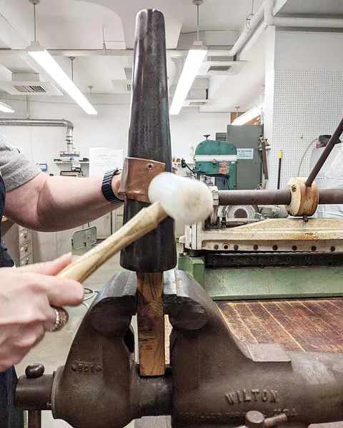 Here is a tip for holding a bracelet mandrel from @mariannejenningsstudio - “Stick a piece of wood inside the bottom of...