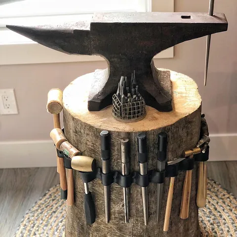 Here is a #diy stump and tool holder from @leewarddesignsmi - “When I imagined my new studio, I knew that it would include...