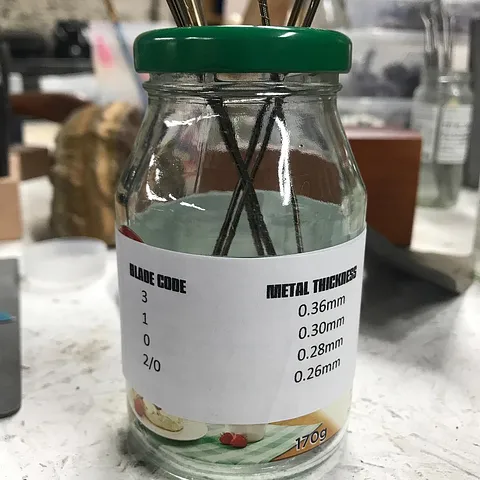 Here is a #diy sawblade organizer from @davidjohnlilly - “The holder is an old Devon Clotted Cream jar.  I drilled eight...