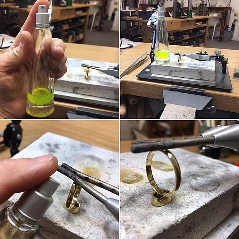 Here is a tip for liquid flux from @rachel_hearne_jewellery_school - “Perfect spray flux applicator- old perfume bottle.”...