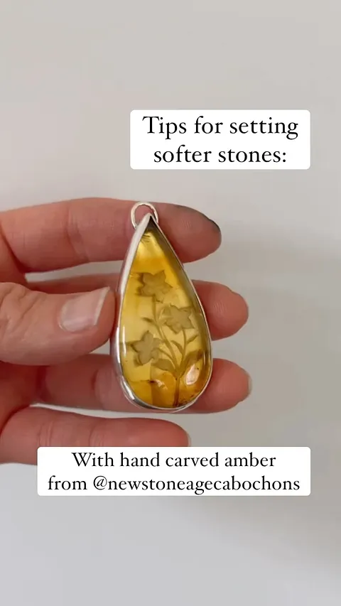 I’ve partnered with @newstoneagecabochons to share a few tips for setting softer stones, using a piece of their stunning...