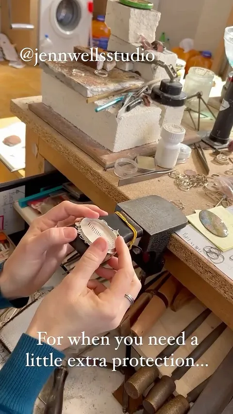 Here is a bench pin tip from @jennwellsstudio - “Here I’m using an old leather wallet, cutting the outside off and then...