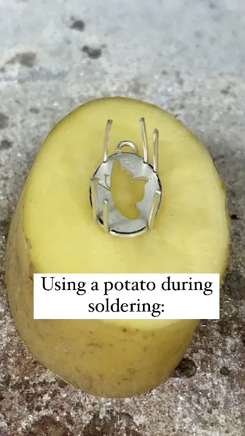 Here is a tip from @hghjewelryinstitute - “I use potato for fixing the prongs and soldering them, it makes supporting the...