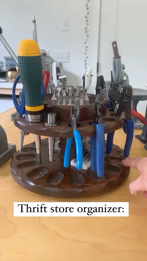 Check your local second hand shops for lazy Susan’s. They make fantastic tool organizers! #storage #organization...