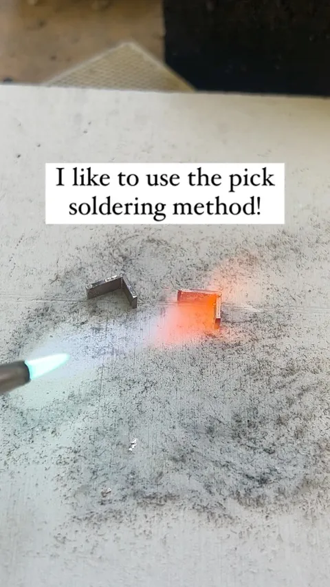 Whenever you are creating bends in your metal, like I am for this princess cut setting..flow some hard solder into the...