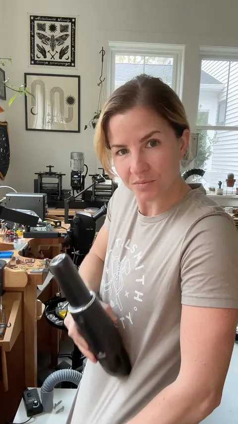 TIP: Use a small vacuum on your work clothes, apron, or in my case leggings…after you have been sawing to collect any gold...
