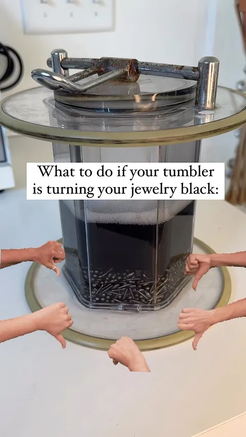 When your work is turning grey-ish black in your tumbler try this recipe to clean the barrel and your media: 50/50...