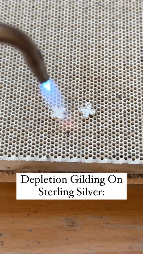 Depletion Gilding, a process I use on Sterling Silver to heat and raise copper oxides and then remove them with pickle....