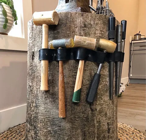 Here is a #diy stump and tool holder from @leewarddesignsmi - “When I imagined my new studio, I knew that it would include...