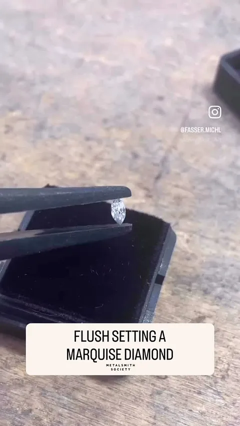 Here is a video of @fasser.michl setting a marquis diamond flush in a band with some tips: 

fasser.michl
 
“First, mark...